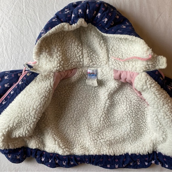 Vintage 90s OshKosh B'gosh Girls Blue Jacket 24 Months - Bunny Hearts - Picture 9 of 11